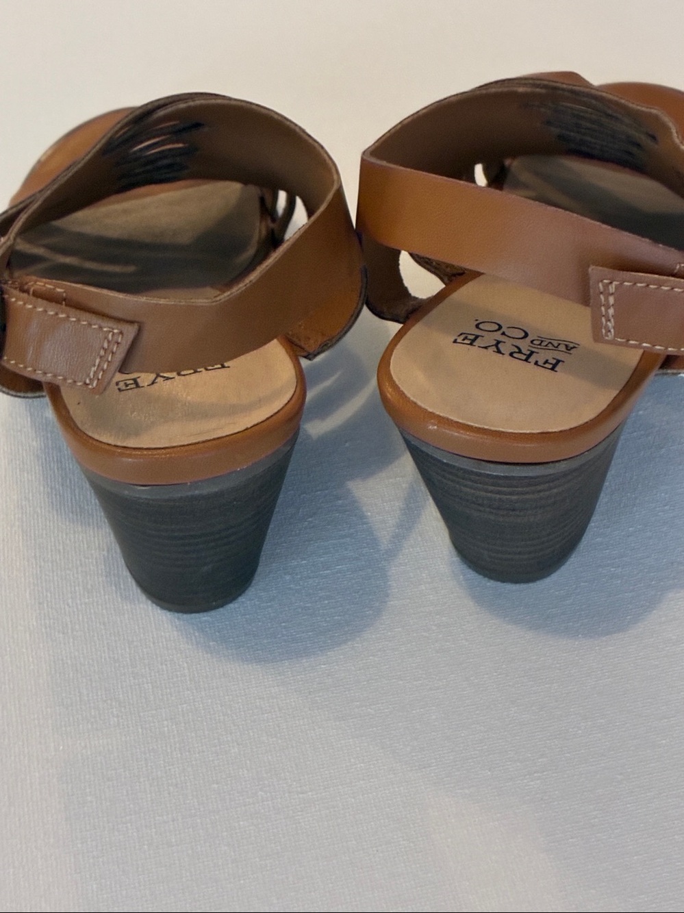 Frye & Co Brown Multi-Strap Brown Block Heel Sandals Sz 7 Worn 1x - Picture 4 of 5